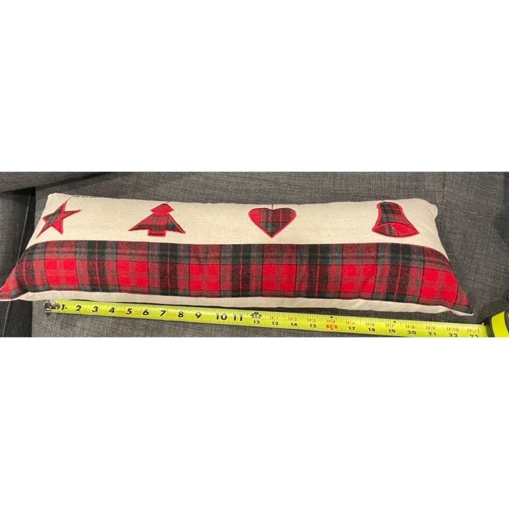 Long Rectangular Holiday Plaid Pillow